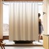 BAAHRNOM 4 Pcs Beige Shower Curtain Sets with Rugs Solid Bathroom Sets with Shower Curtain and Rugs Shower Curtains for Bathroom Toilet Lid Cover Modern Bathroom Decor view 4