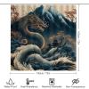 FBMLBRB Brebasf Vintage Japanese Mount Fuji 4 Pieces Shower Curtain Set, Cool Dragon Nature Landscape Japan Great Wave Cabin Non-Slip Rugs Toilet Lid Cover Bath Mat and Bathroom Curtain view 2