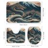 FBMLBRB Brebasf Vintage Japanese Mount Fuji 4 Pieces Shower Curtain Set, Cool Dragon Nature Landscape Japan Great Wave Cabin Non-Slip Rugs Toilet Lid Cover Bath Mat and Bathroom Curtain view 3