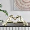 Finesse Decor Heart Hands Resin Ornament - Elegant Champagne Gold Heart Hands Sculpture - Romantic Resin Table Sculpture for Home Decor, Bedroom, Living Room, Office view 2