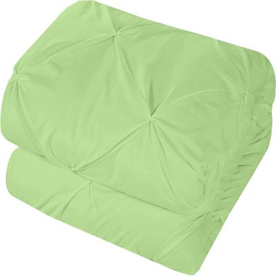 Linen Era 3pcs Zipper Clouser Grand King Size Pinch Pleated Sage Green Duvet Cover 100% Egyptian Cotton Comforter Cover Grand King 106x106