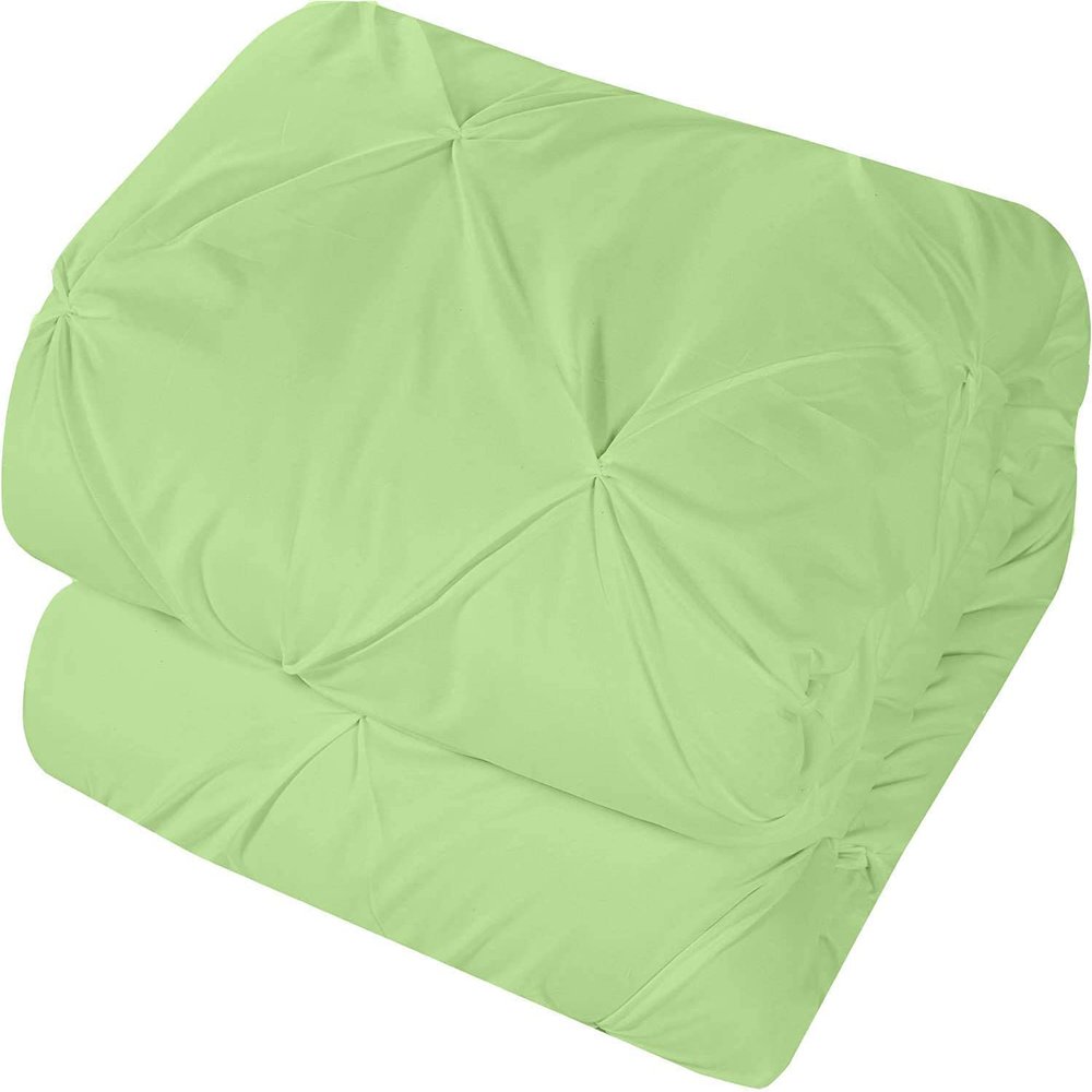 Linen Era 3pcs Zipper Clouser Grand King Size Pinch Pleated Sage Green Duvet Cover 100% Egyptian Cotton Comforter Cover Grand King 106x106