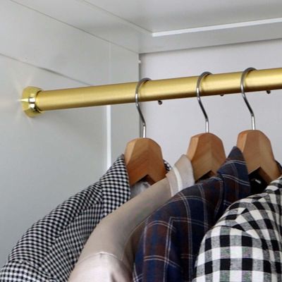 BBHW Gold Clothes Hanger Pole, Cuttable Metal Closet Bar, Garment Organizer Rack Space Saving, Clothing Store/Bathroom/Laundry Room Valet Rod (Size : 60cm(23 5/8") Length)