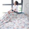100% Cotton Muslin Throw Blankets 4-Layer Soft Skin-Friendly Breathable Pre-Washed Lightweight Warm Bed Blankets, fit Couch Sofa for All Season, peach pattern ( Color : Blue , Size : 150*200cm ) view 2