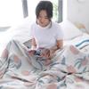 100% Cotton Muslin Throw Blankets 4-Layer Soft Skin-Friendly Breathable Pre-Washed Lightweight Warm Bed Blankets, fit Couch Sofa for All Season, peach pattern ( Color : Blue , Size : 150*200cm ) view 3