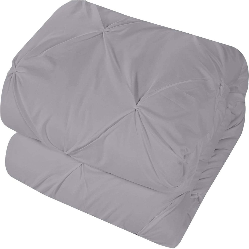 3pcs Zipper Clouser King Size Pinch Pleated Light Grey Duvet Cover 100% Egyptian Cotton Comforter Cover King (106'' x 90'')