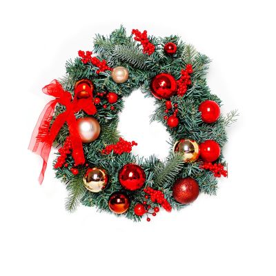 CAREG Artificial Flowers Christmas Wreath Home Decoration Door Hangers Brown Red PVC Material Wall Hanging Decorations Durable (Color : Red)