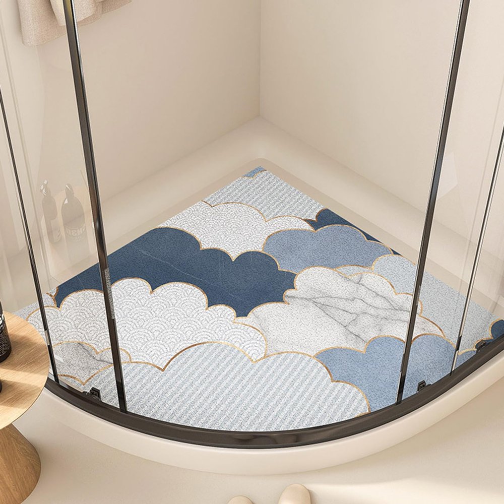 EUPXRHY Anti Slip Corner Shower Mat with Drainage Holes, PVC Loofah Shower Anti Slip Mat, Bathmat Quick Dry and Easy to Clean, Shower Floor Mat Non Slip,E,90x90cm(36x36inch)