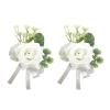 Fiwisora Set of 2 Bride Wrist Corsage Bridal Hand Flower White Rose Wedding Bridesmaid Parent Wrist Corsage Flower for Indoor Outdoor Wedding Prom Quinceanera Father Daughter Dance Party Homecoming view 1