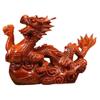 Veemoon Wooden Chinese Fengshui Dragon Figurine Statue, 10cm Mini Red 2024 Year of The Dragon Chinese Zodiac Figurines Hand Carved Sculpture for Home Office Shelf Decor view 1