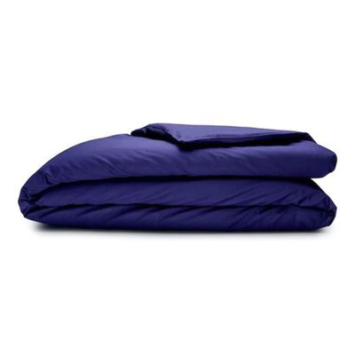 Sleepgram Supima Machine Washable 400 Thread Count Cotton Silver Ion Infused Luxury Zippered Duvet Cover with Travel Bag, Queen, Violet