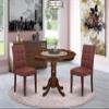 East West Furniture HLAS3-MAH-26 3 Piece Modern Dining Table Set Includes A Wood Dining Table and 2 Burgundy Polyester Fabric Mid Century Modern Chairs, Mahogany view 2