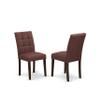 East West Furniture HLAS3-MAH-26 3 Piece Modern Dining Table Set Includes A Wood Dining Table and 2 Burgundy Polyester Fabric Mid Century Modern Chairs, Mahogany view 4