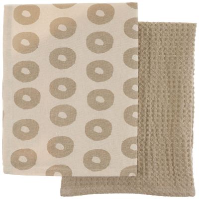 Mud Pie Taupe Waffle Towel Set; 26" x 16 1/2"