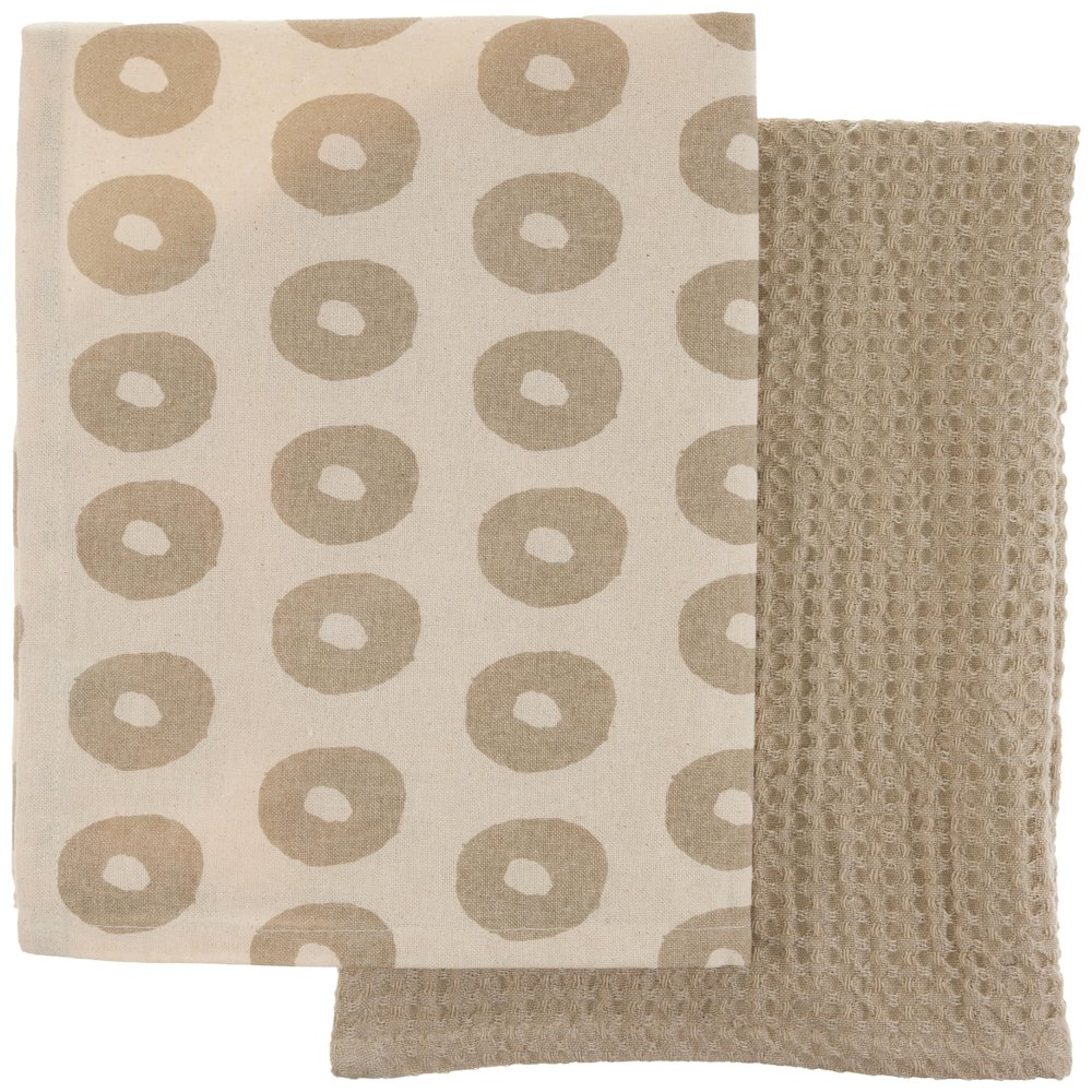 Mud Pie Taupe Waffle Towel Set; 26" x 16 1/2"