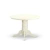 East West Furniture SHAS5-WHI-43 5 Piece Dinner Table Set contain A Modern Dining Table and 4 Willow Green Polyester Fabric Upholstered Dining Chairs, Linen White view 3