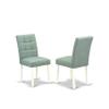East West Furniture SHAS5-WHI-43 5 Piece Dinner Table Set contain A Modern Dining Table and 4 Willow Green Polyester Fabric Upholstered Dining Chairs, Linen White view 4