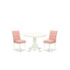 East West Furniture HLAS3-LWH-42 3 Piece Dinner Table Set Includes A Wood Table and 2 Beige Red Polyester Fabric Dining Chairs with Stylish Back- Linen White Finish view 1