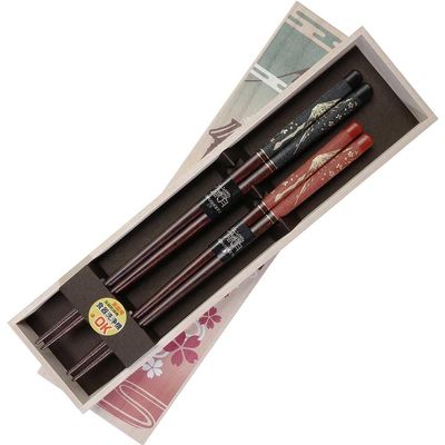 Tosai Mt. Fuji Chopsticks & Box 2 Pair Set, Made in Japan