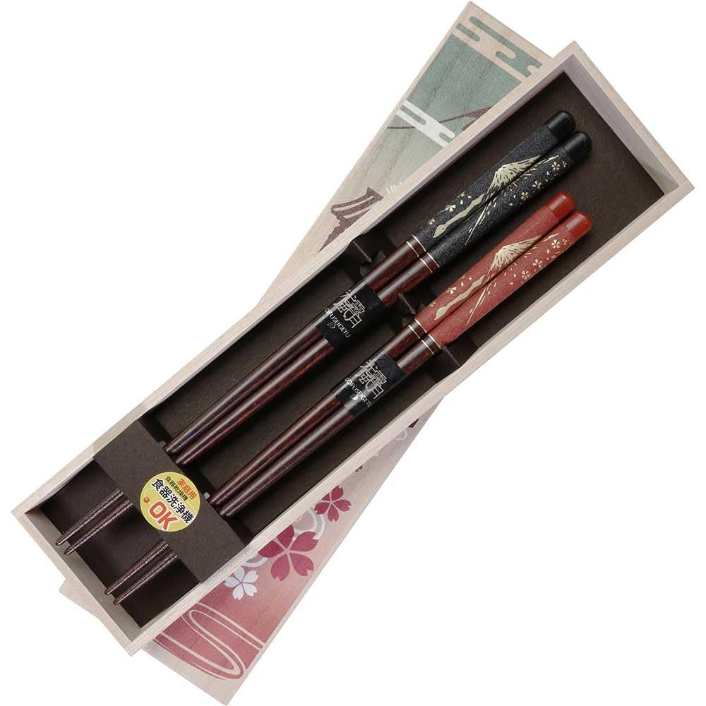 Tosai Mt. Fuji Chopsticks & Box 2 Pair Set, Made in Japan