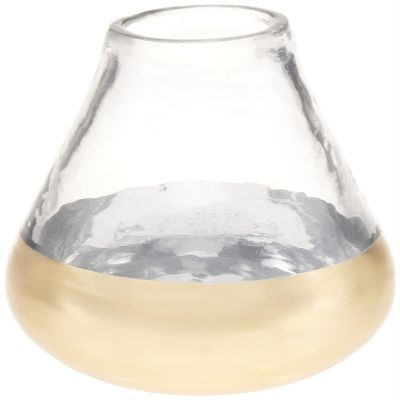 Mud Pie Medium Glass and Gold Vase
