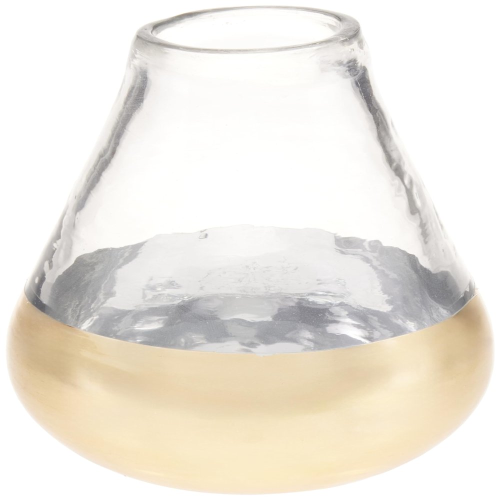 Mud Pie Medium Glass and Gold Vase