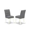 East West Furniture HLAS5-LWH-41 5 Piece Kitchen Table Set contain A Wooden Table and 4 Platinum Gray Polyester Fabric Dining Chairs with Stylish Back- Linen White Finish view 4