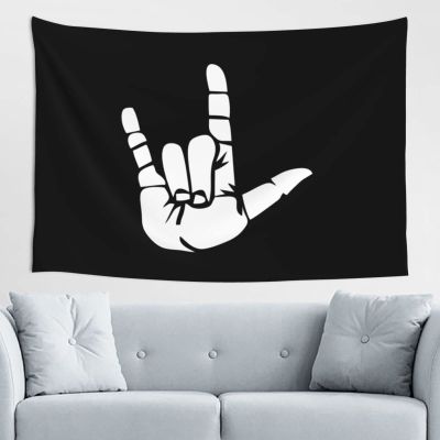 BERULL I Love You Asl American Sign Language Tapestry Wall Hanging Decoration Blanket Bedroom Living Room Dormitory Tapestry 60 * 40 Inch Parade Tapestry