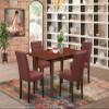 East West Furniture NFAS5-MAH-26 5 Piece Kitchen Table Set Includes A Mid Century Table and 4 Burgundy Polyester Fabric Parson Chairs, Mahogany view 2