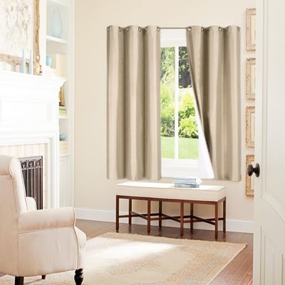 1 Piece Faux Silk Blackout Curtains Thermal Insulated Panel 3 Pass K86 Grommet Top 63" (Taupe Tan)