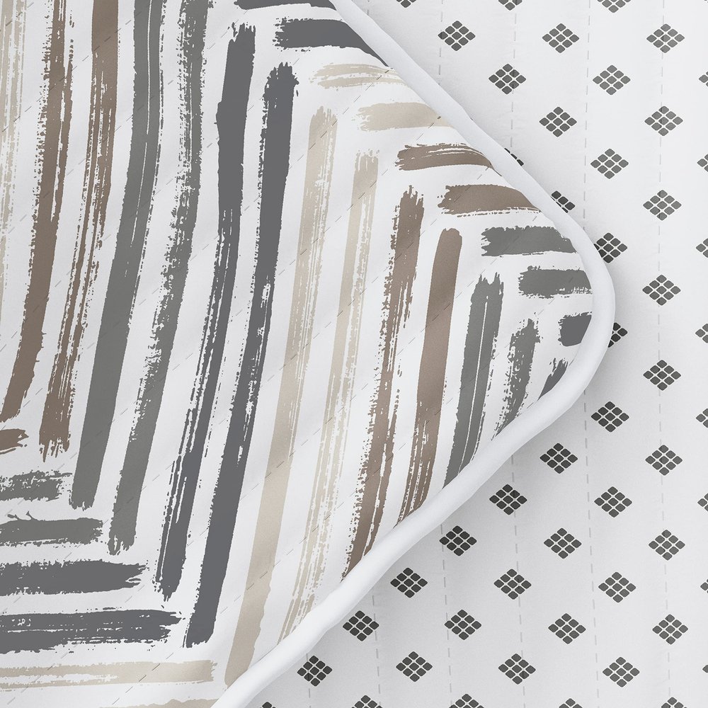 Linen Market Quilt Coverlet Set All Season Patterned Reversible Microfiber Ultra Soft Bedding in Painted Chevron - King/Cal-King Painted Chevron Light Gray