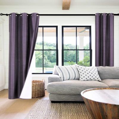 1 Piece Faux Silk Blackout Curtains Thermal Insulated Panel 3 Pass K86 Coating Grommet Top 35" x 108" (Eggplant Plum)