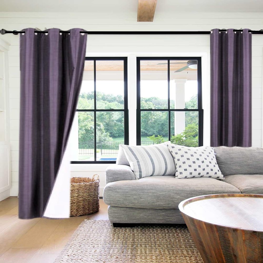 1 Piece Faux Silk Blackout Curtains Thermal Insulated Panel 3 Pass K86 Coating Grommet Top 35" x 108" (Eggplant Plum)