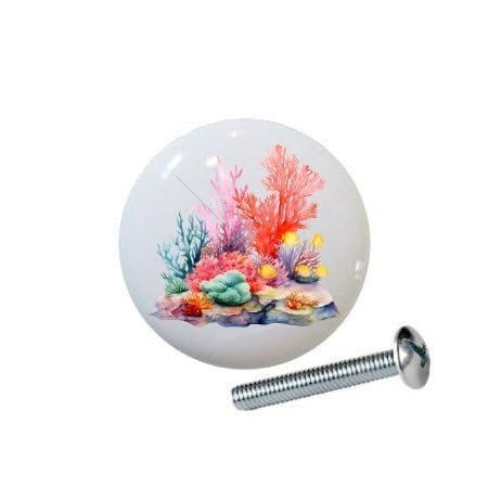 Coral Reef Collection by YAW - 1.5" DECORATIVE Glossy Ceramic Dresser Drawer PULLS Cabinet Cupboard KNOBS (01)