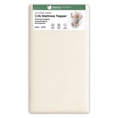 ORGANIC TEXTILES Organic Baby Mattress Topper with Organic Cotton Removable Cover - GOLS/GOTS Certified - Breathable - 2" Cradle (36"x18")