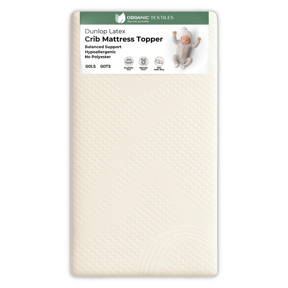 ORGANIC TEXTILES Organic Baby Mattress Topper with Organic Cotton Removable Cover - GOLS/GOTS Certified - Breathable - 2" Cradle (36"x18")
