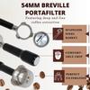 Espresso Portafilter 54mm Bottomless - Compatible with Breville Duo-temp, Infuser, Bambino, Barista Express, Barista Touch, and Barista Pro Espresso - Stainless Steel Filter Basked Included view 4