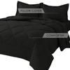 RAJVEER TEXTILE All Season Down Alternative 300GSM Quilted Comforter with 2 Pillow Sham - Microfiber Duvet Insert with Corner Tabs- Bed Comforter, Twin/Twin XL(68" X 90") Colour-Dark Grey view 2