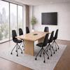 2xhome Set of 2 Modern Office Task Chairs | Linen Fabric Padded Cushion and Rolling Metal Base | Functional Conference Desk Computer Chair for Home (Black) view 4