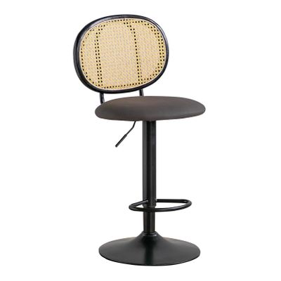 KAMPCO Bar Stools Height Adjustable Swivel Barstools PU Leather Upholstered Bar Chair with Backrest