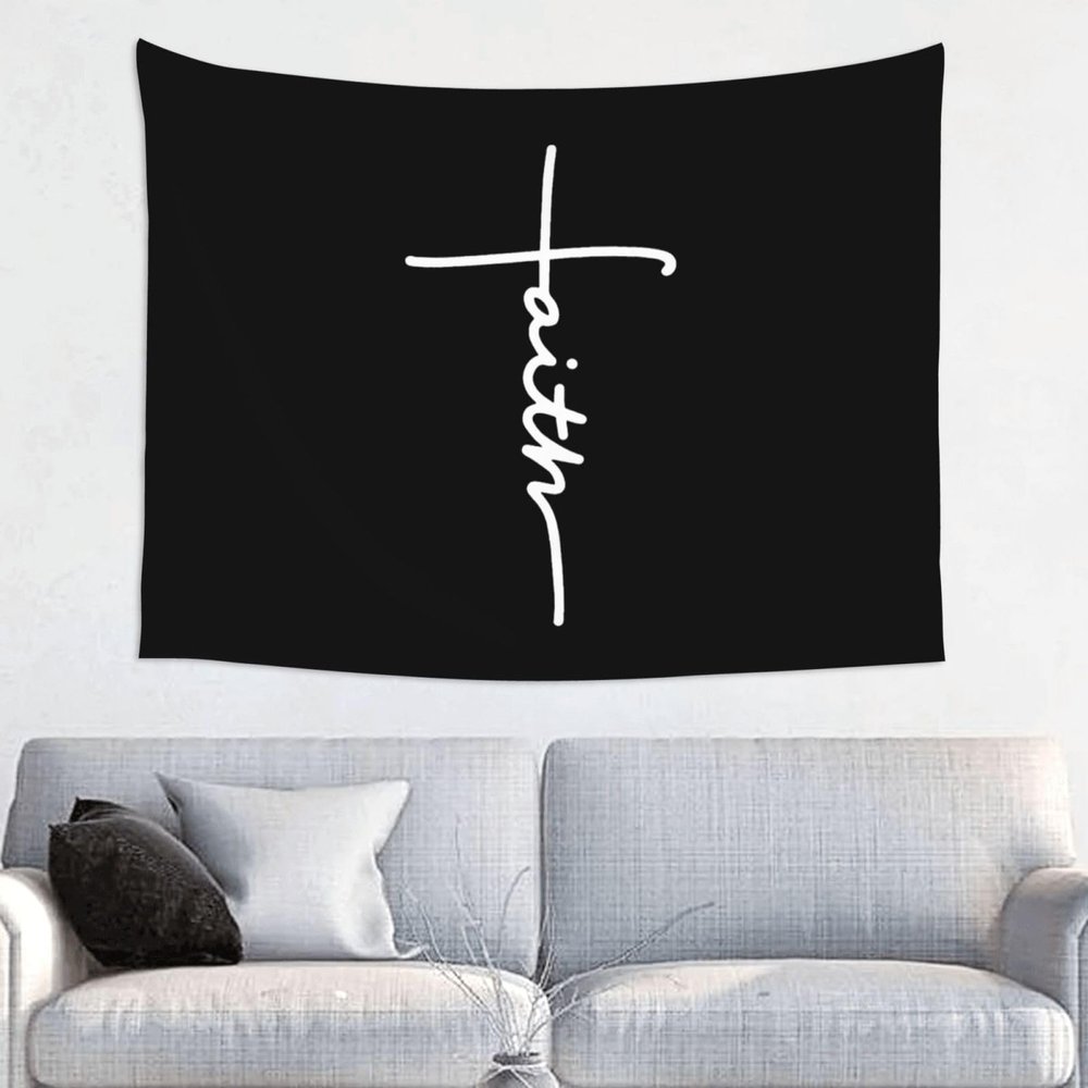 Faith Jesus Christian Vertical Cross Wall Tapestries Wall Decorations Tapestry For Bedroom Living Room 29x37 inch