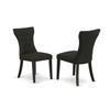 HomeStock Round Kitchen Dining Table Set with 2 Parsons Chairs - Modern Black Finish view 3