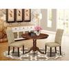 HomeStock Neo-Classical Nostalgia 3-Pc Kitchen Table Set ncluded A Round Kitchen Table & 2 Kitchen- Chairs, Dark Khaki Fabric Dining Room Chairs Seat with Mahogany Finish view 1