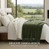 EverGrace Soft Chenille Throw Blanket for Couch, Cozy Plush Fuzzy Decorative Chenille Knit Throw Blanket with Tassels, Lightweight Blanket and Throws for Bed Sofa Gift Home Decor, Olive Green 50"x60" view 2