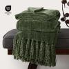 EverGrace Soft Chenille Throw Blanket for Couch, Cozy Plush Fuzzy Decorative Chenille Knit Throw Blanket with Tassels, Lightweight Blanket and Throws for Bed Sofa Gift Home Decor, Olive Green 50"x60" view 4