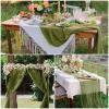 8 Pack Grass Green Cheesecloth Table Runner 10Ft Boho Table Runners 35x120Inch Romantic Cheese Cloth Table Runner for Wedding Birthday Party Bridal Baby Shower Engagement Holiday Christmas Table Decor view 2