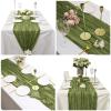 8 Pack Grass Green Cheesecloth Table Runner 10Ft Boho Table Runners 35x120Inch Romantic Cheese Cloth Table Runner for Wedding Birthday Party Bridal Baby Shower Engagement Holiday Christmas Table Decor view 3