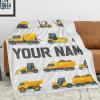 Custom Name Blanket with Construction Trucks Personalized Kids Blanket with Name for Boys Girls Toddler Baby Personalized Soft Warm Throw Blanket for Anniversary Birthday Christmas view 2