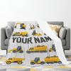 Custom Name Blanket with Construction Trucks Personalized Kids Blanket with Name for Boys Girls Toddler Baby Personalized Soft Warm Throw Blanket for Anniversary Birthday Christmas view 4