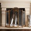 Fire Guard Distressed Antique Finish Brass Fire Guard Fireplace Screen, Foldable Open Fire Spark Flame Barrier Free Standing, 70cm - 90cm Height Optional (Size : 70cm(27 9/16")) (90cm(35 7/16") view 1